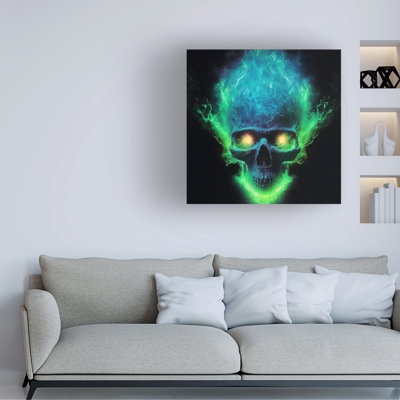 Art mural sur toile tendue - art mural «Skull 2» de Wumples pour le salon, la chambre à coucher ou le bureau - 35 x 35