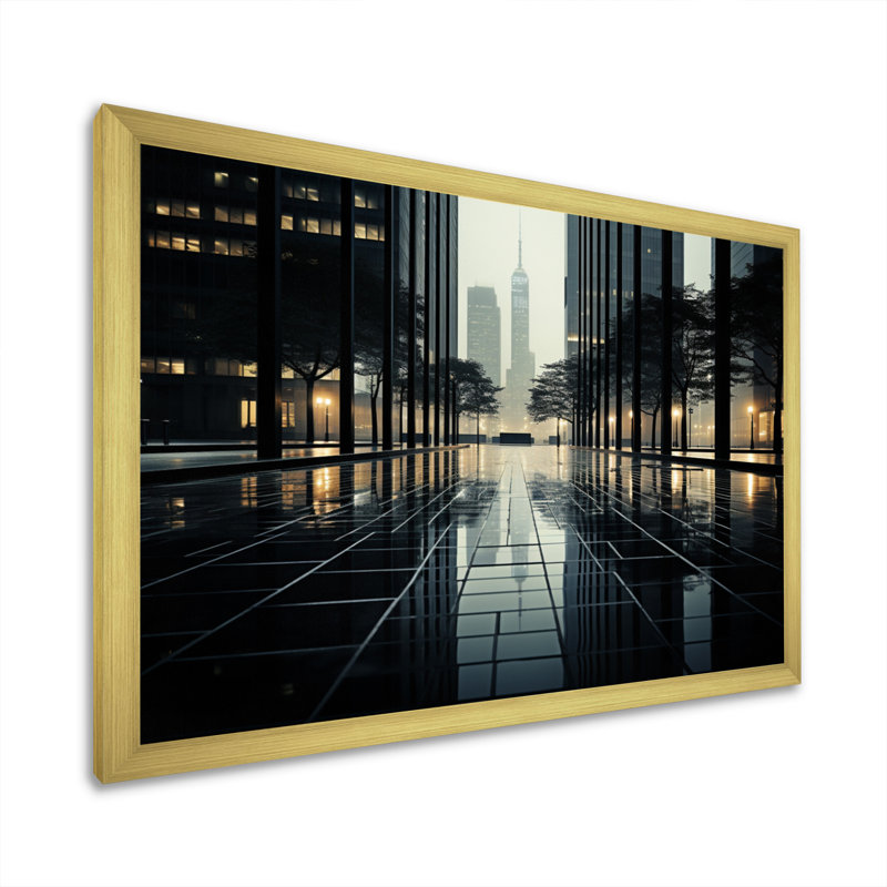 Skyscrapers Glass And Shadows - Architecture Wall Art Prints, Encadrement doré, H 12 po x l 20 po x P 1 po