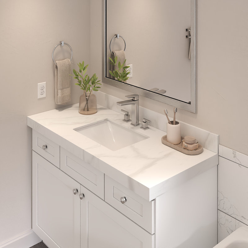 Comptoir de meuble-lavabo Furinno, Double cuve, Gris italien, Central