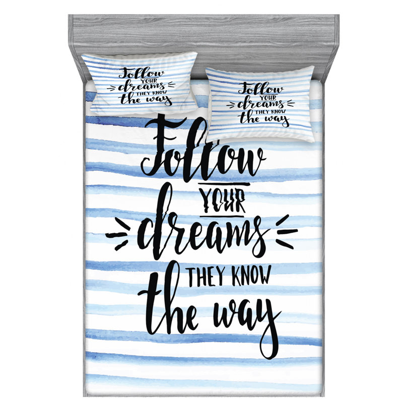 Microfiber Striped Sheet Set, Queen Sheet Set with Fitted Sheet