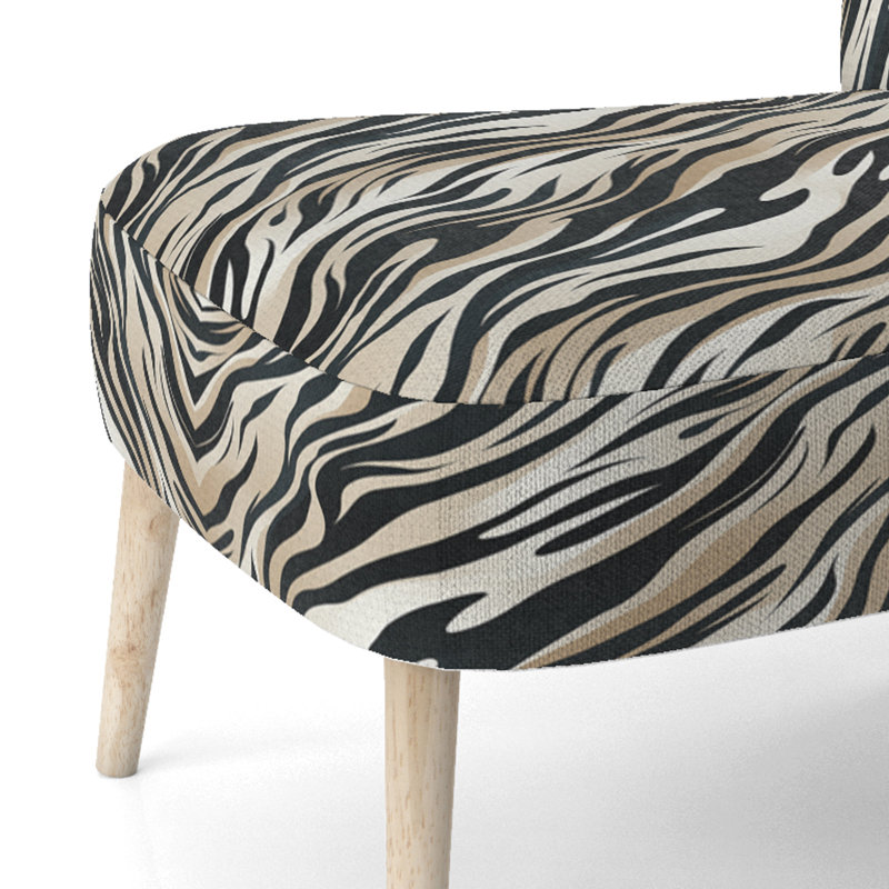 Sophistication zébrée beige et noire - Chaise d'appoint rembourrée contemporaine, chaise d'appoint abstraite moderne