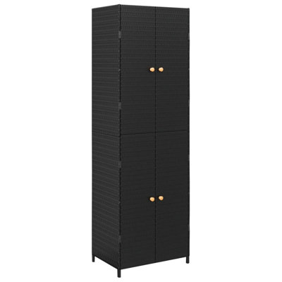Elix Outdoor Storage Cabinet With 4 Compartment, 71 Inch Black Rattan