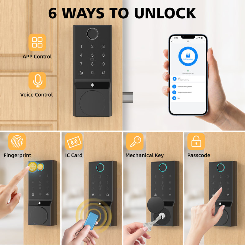 Wi-Fi Smart Lock Touchscreen Single Cylinder Deadbolt with Smartkey Security, Satin Nickel