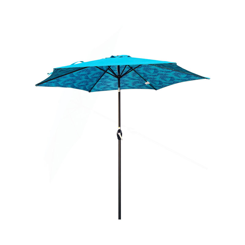 9Ft Umbrella Ice Pattern, Cyan Floral