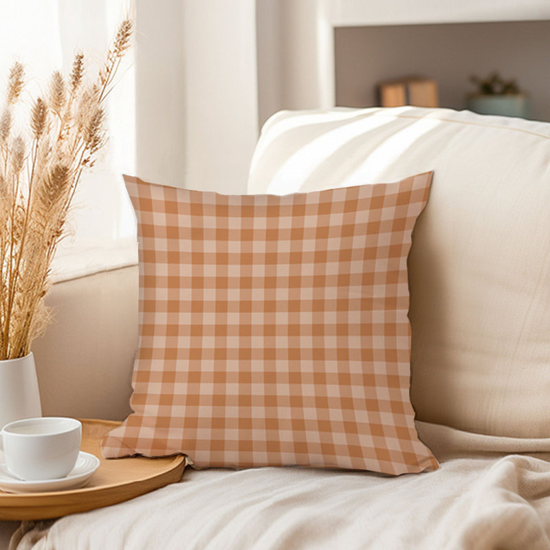 Orange Gingham Pattern VII Retro, 20"H x 20"W