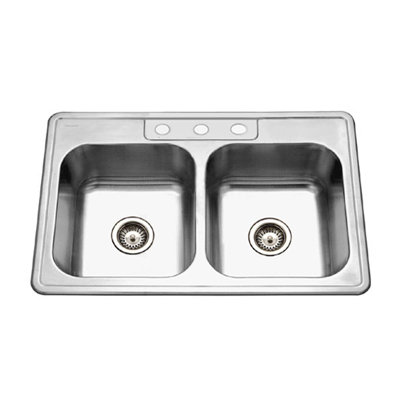Glowtone 33'' L Double Bowl Stainless Steel Kitchen Sink