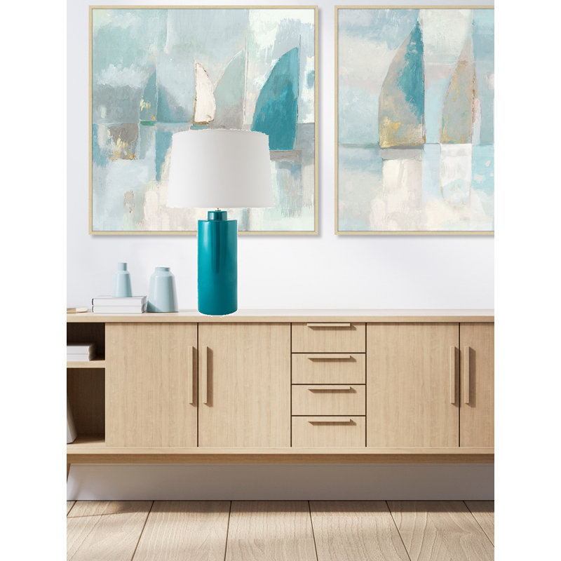 Brogdon Ceramic Table Lamp, Gloss Ocean