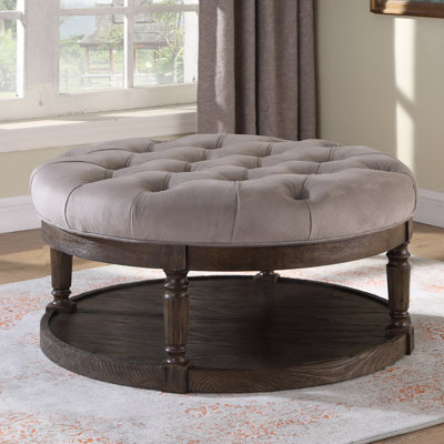 Kaufmann 40" Wide Tufted Round Cocktail Ottoman with Storage by Gracie Oaks