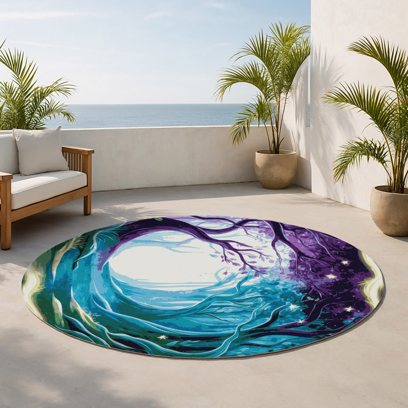 Tapis intérieur et extérieur Secret Glade, Rond 5 pi