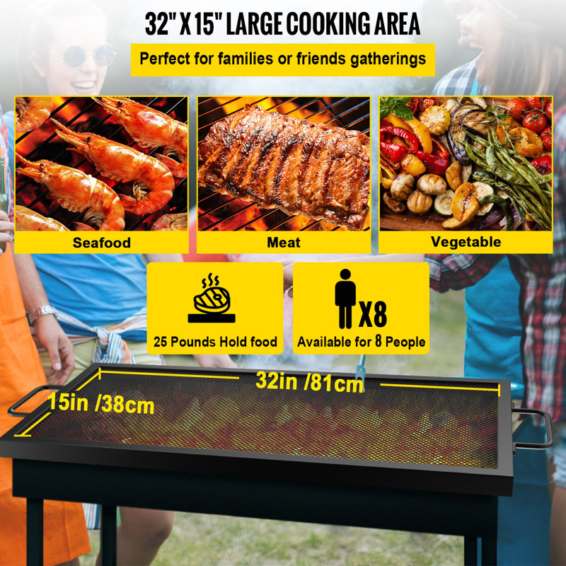 VEVOR 15'' D Steel Grill Grate, 32" x 15"
