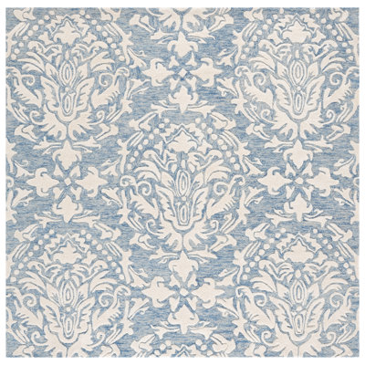 Tapis bleu / ivoire en laine touffeté à la main Ferrera