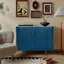 Armoire de rangement ovale 47 po avec 4 portes, armoire buffet avec rangement, armoire de rangement d'appoint cannelée à bord arrondi, porte coulissante, crédence autoportante, console pour salon, cuisine