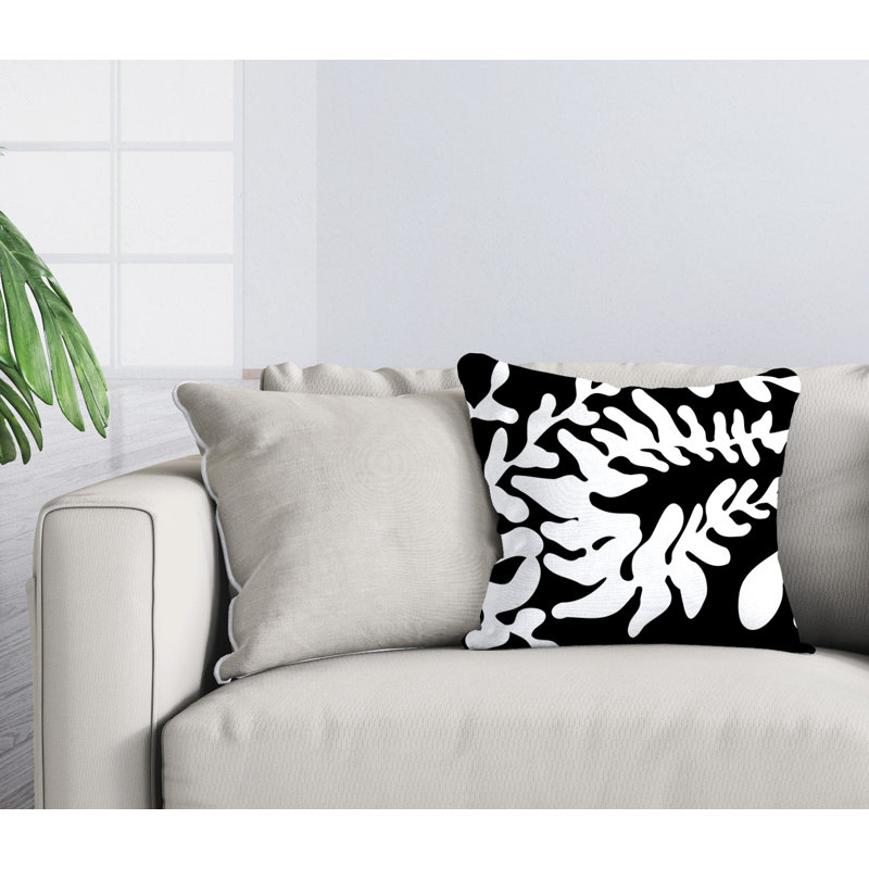 Garrison Outdoor Reversible Throw Pillow, 17W" x 17H", Black
