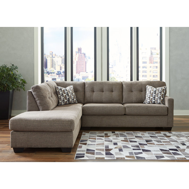 Mahoney 2-Piece Sectional with Chaise, Brown Polyester, Left Hand Facing