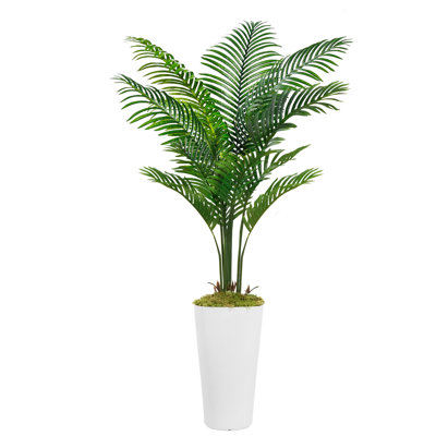  60"Modern Style White Square Basin Artificial Palm Tree, Faux Plant