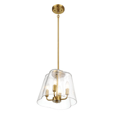 Soiree Four Candle Lights Pendant With Clear Glass - Satin Brass
