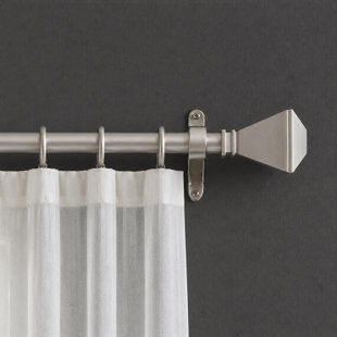 Adjustable Curtain Rod for Windows 44 to 120 In Extendable Heavy Duty Iron Drapery Pole with Finials