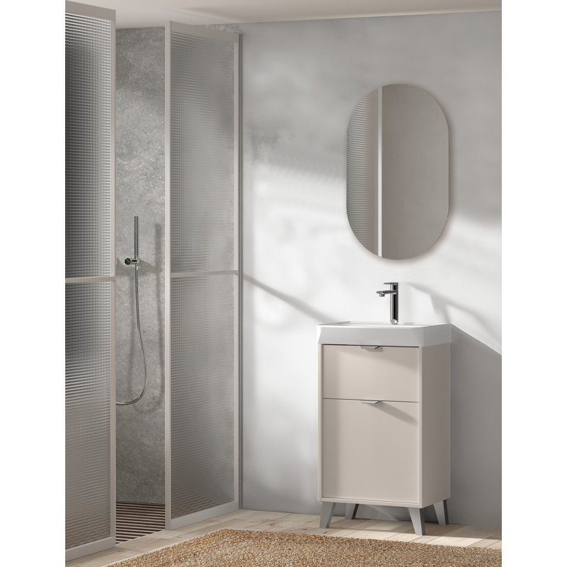 Meuble-lavabo autoportant 20 po avec évier 20 po, Beige, Chrome