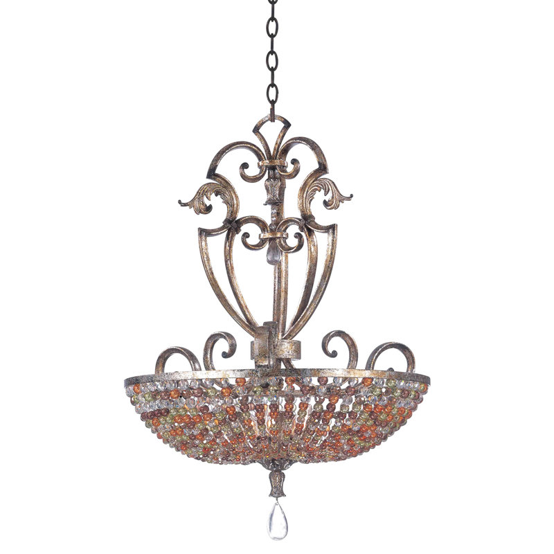 Chesapeake 7 - Light Unique/Statement Pendant, Antique Silver Leaf, 32'' H x 24'' W x 24'' D, 6