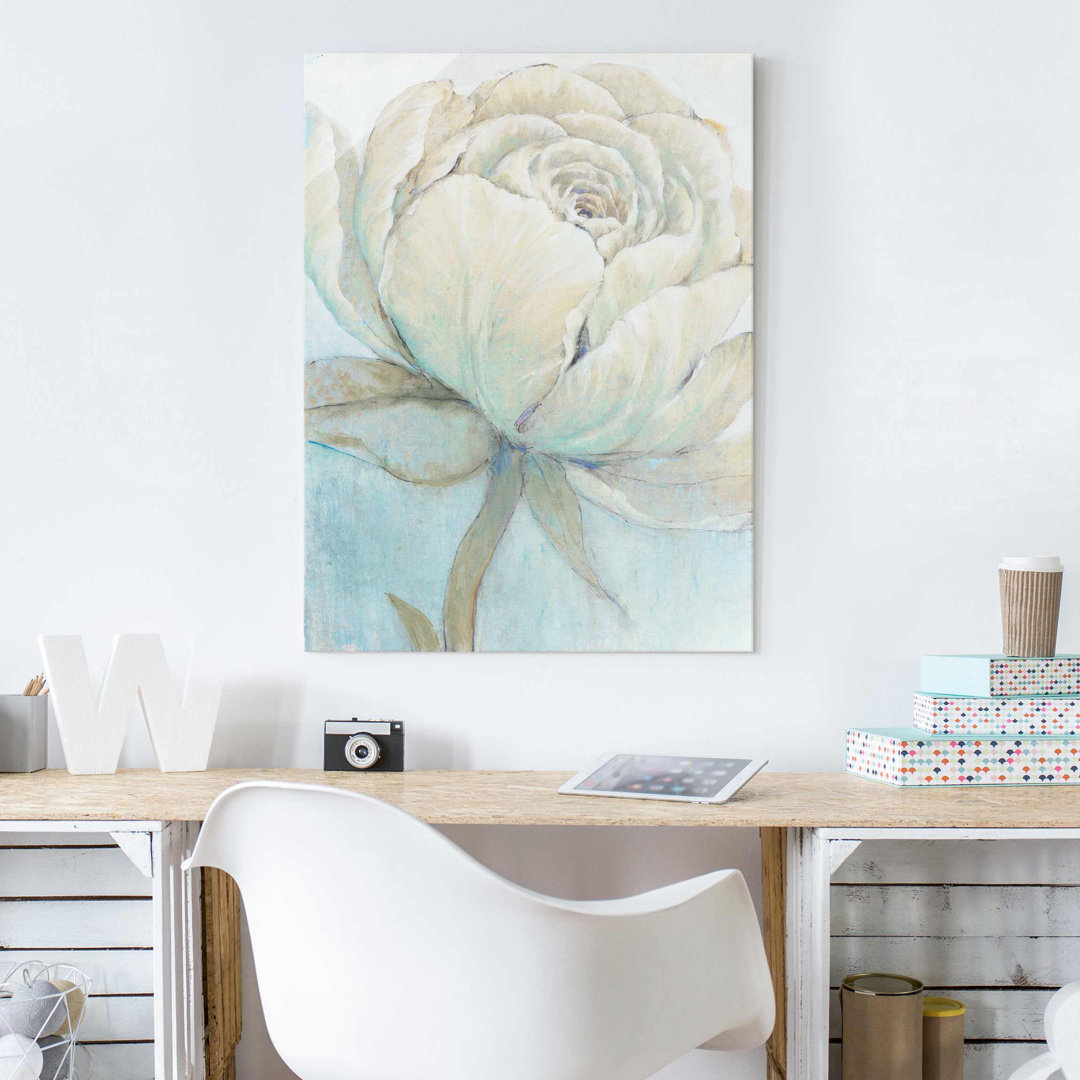 Glasbild Englische Rose in Pastell