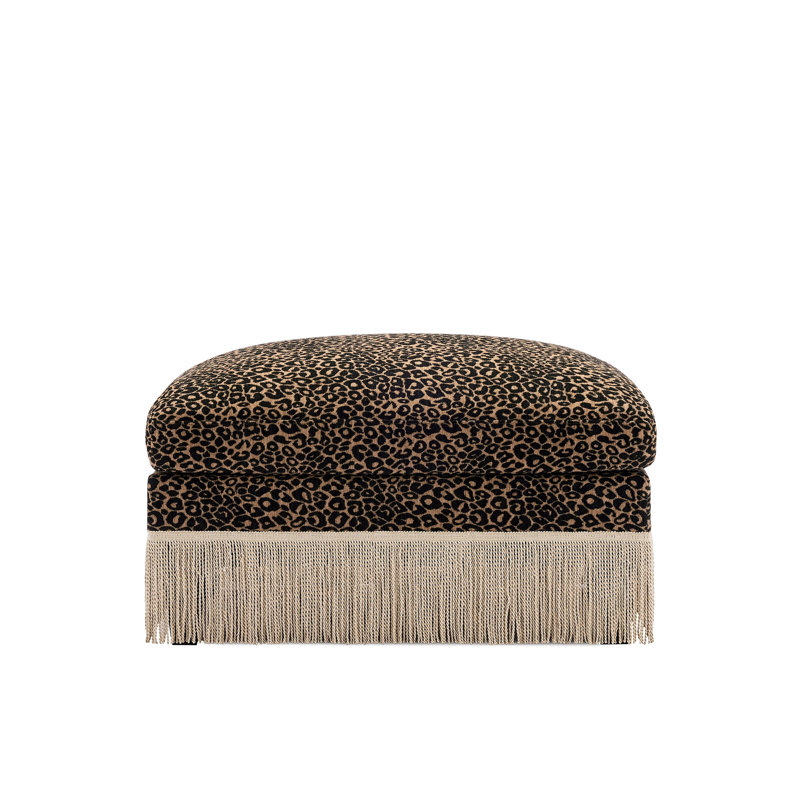 Ottoman Leopard Chenille -Brown Black, Black Brown