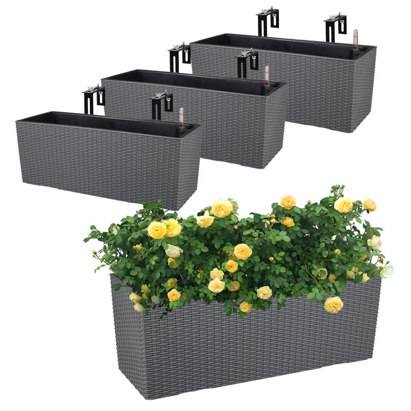 Boîte à fleurs avec support réglable Mahliya, gris