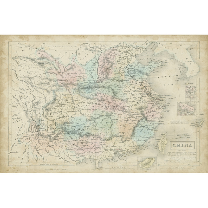 Map Of China by W. Hughes - Wrapped Canvas Art Prints, 30cm H x 46cm W x 3.8cm D