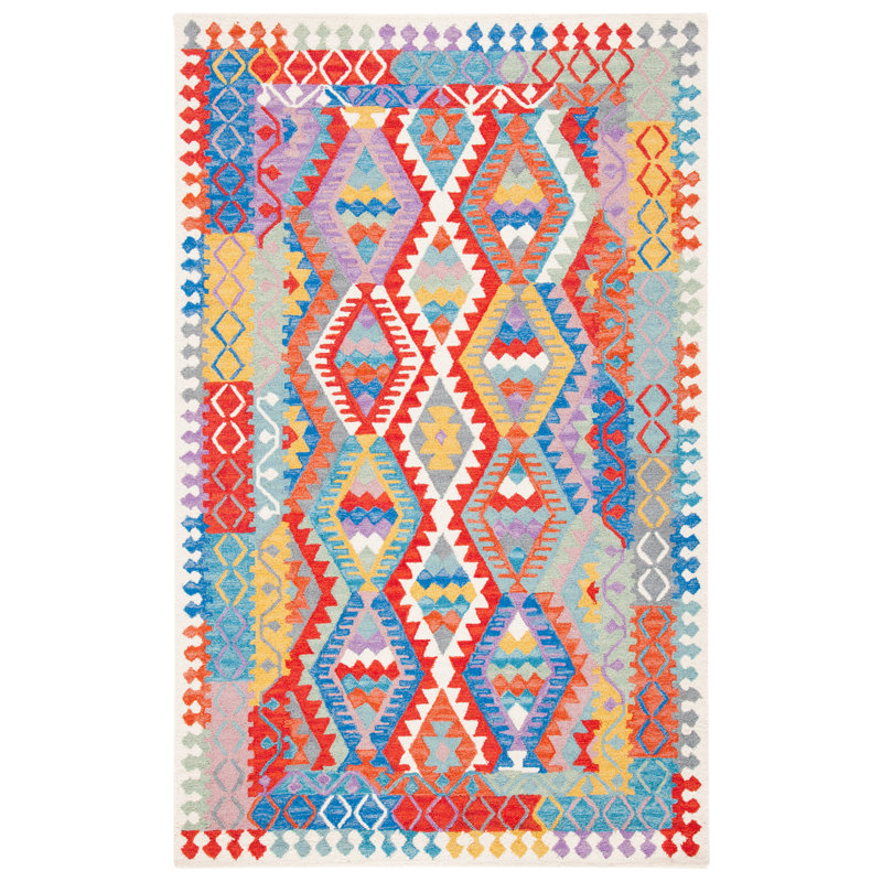 Tapis ivoire / rouge Horwich 407, Rectangle 4 pi x 6 pi