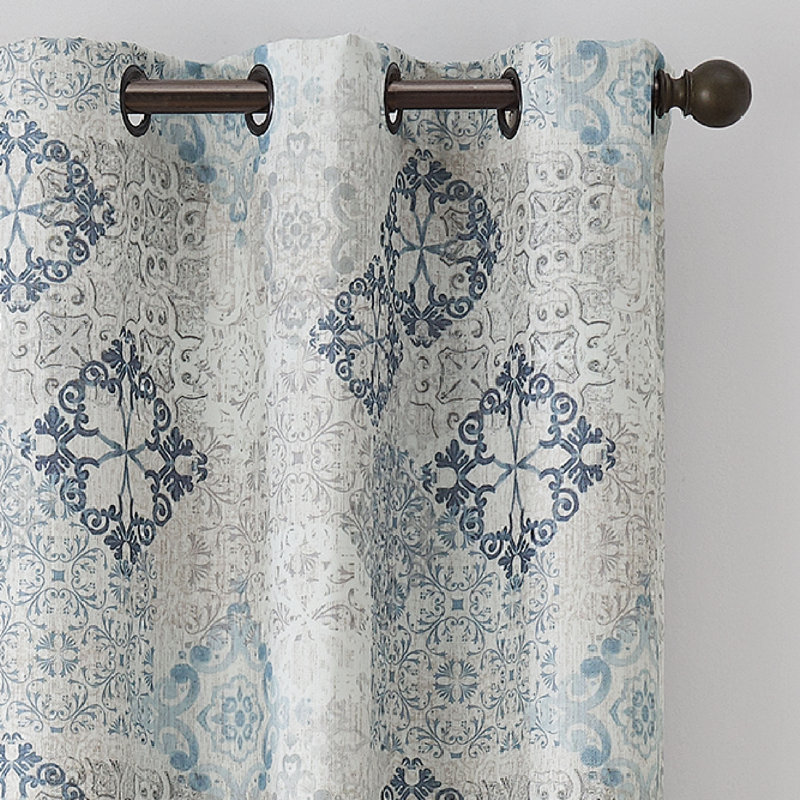 Blue Polyester Blackout Grommet Drapes 40 x 108