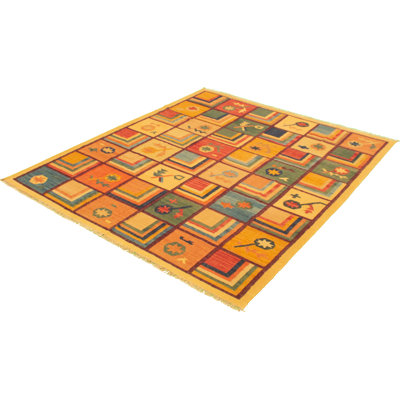 Tapis de zone en laine orange 8 pi 4 po x 9 pi 11 po one-of-kind main-noué la new age anatolian