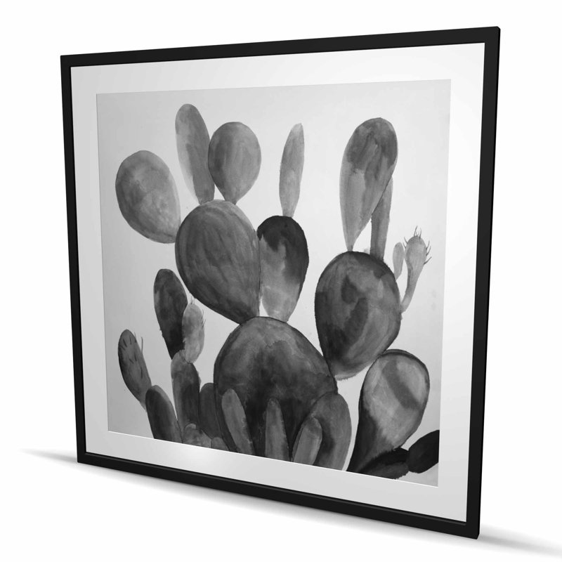 Plante cactus à palette de gris | Impression encadrée avec passe-partout