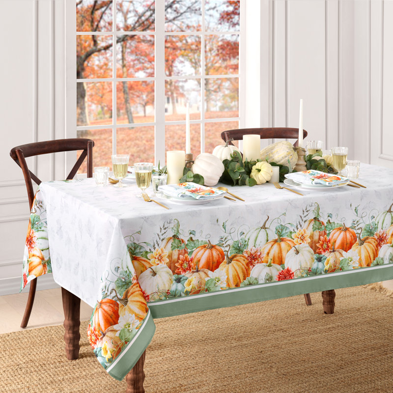 Doeden Pumpkin Harvest Vine Double Border Tablecloth, 120"  x 60" Rectangle