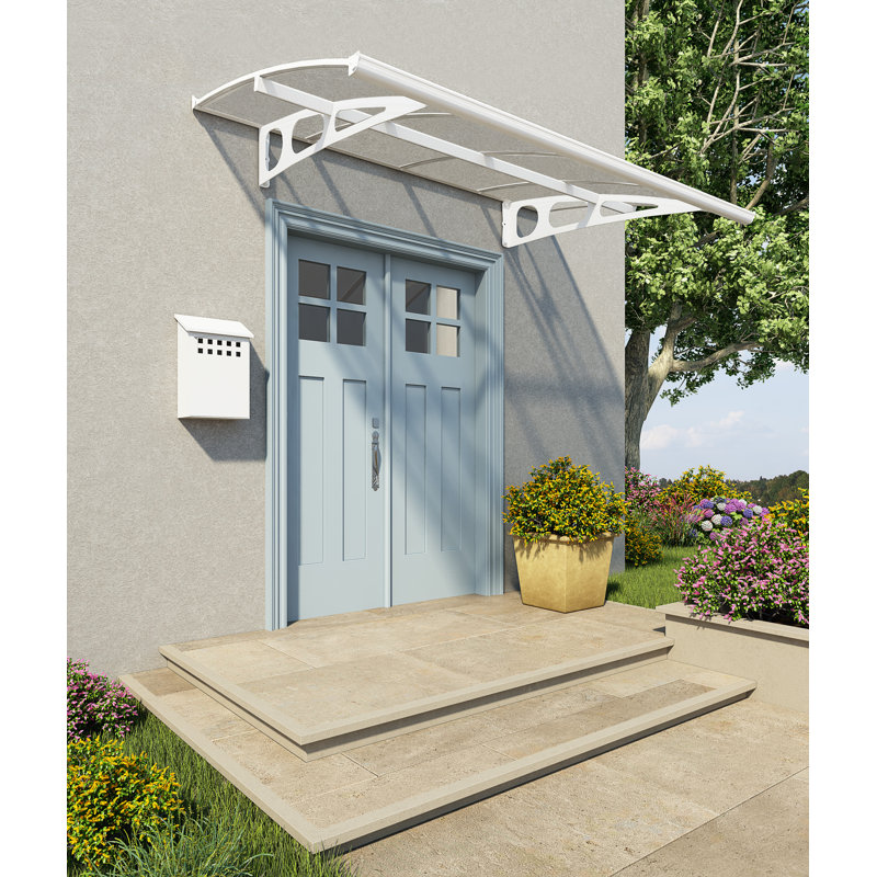 Palram - Canopia Bordeaux 2230 88 in. W x 54.7 in. D Polycarbonate White Convex Stationary Door and Window Awning
