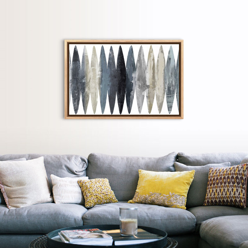 "Abstract Surfboard Gray" par David Moore - reproduction d'art sur toile, H 33,25 po x l 49,25 po x P 1,75 po