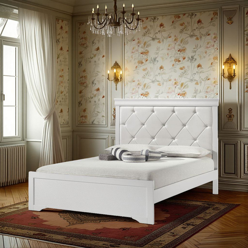 Lit tapissier Tête de lit capitonnée Diamond Style transitionnel moderne?, Grand lit