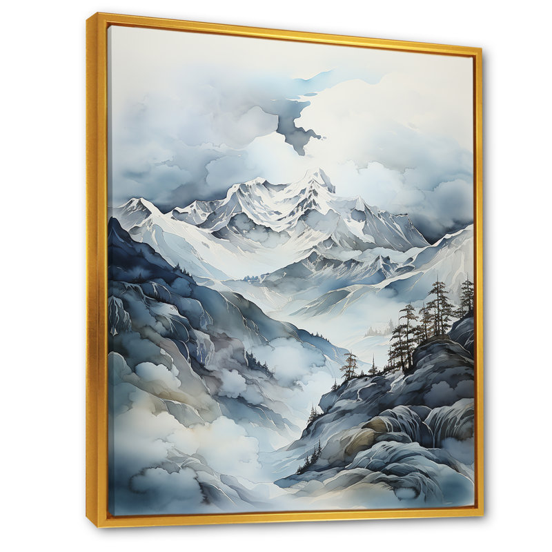 Minimalisme Groenland, horizon I sur toile, Cadre flottant doré, H 32 po x l 16 po x P 1 po