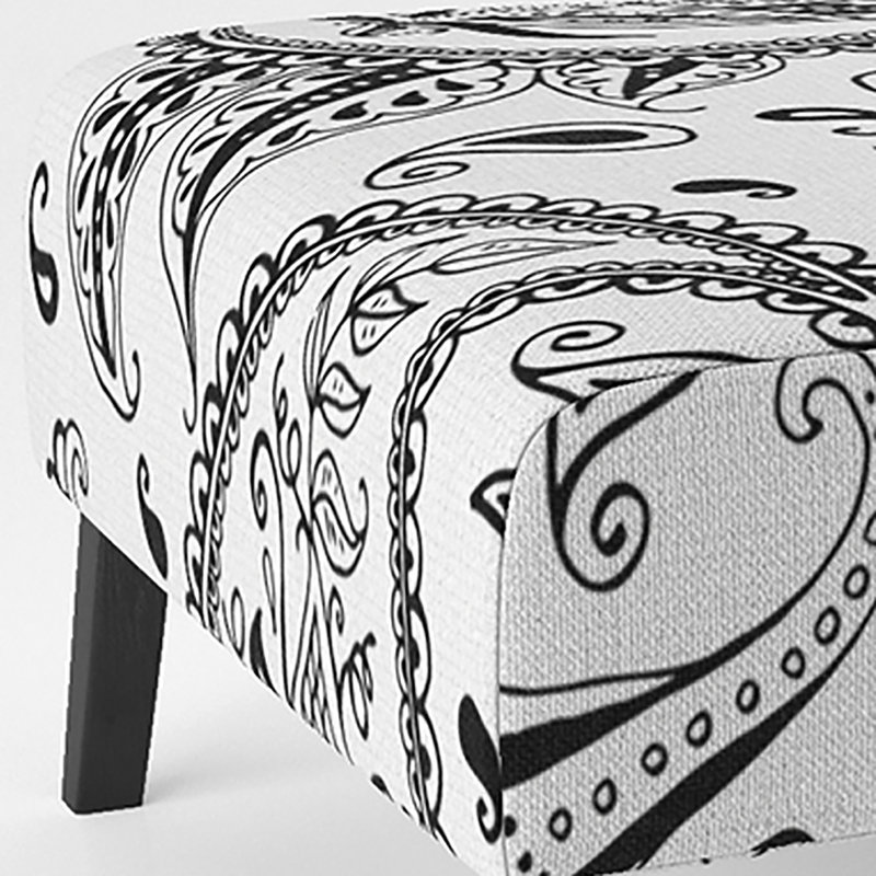 Fauteuil de chambre en velours blanc à motif cachemire floral