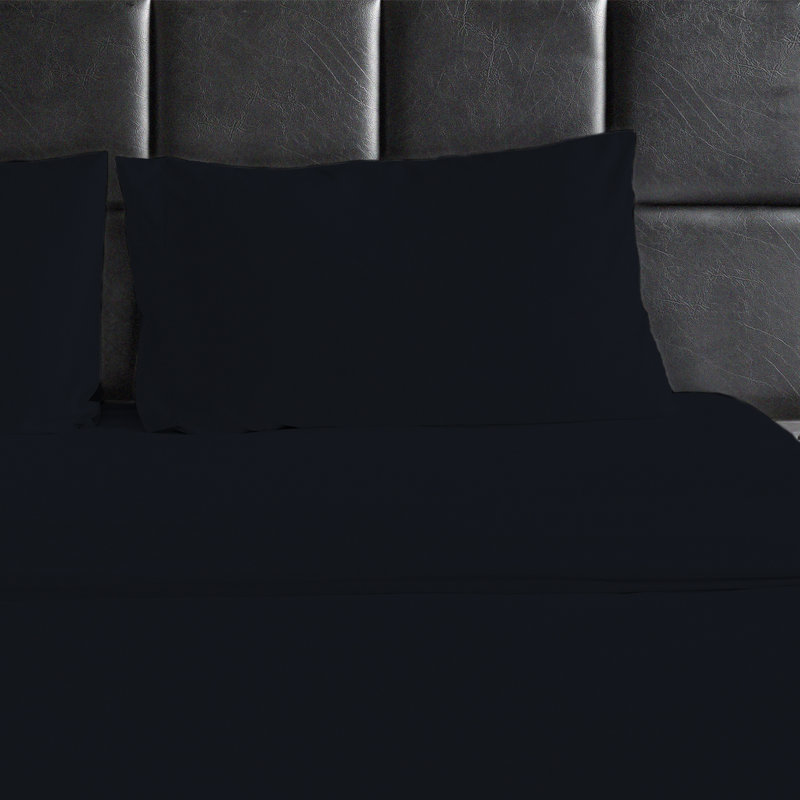 Ensemble de draps en micro-fibre, Ensemble de draps pour lit simple avec un drap-hou, Noir