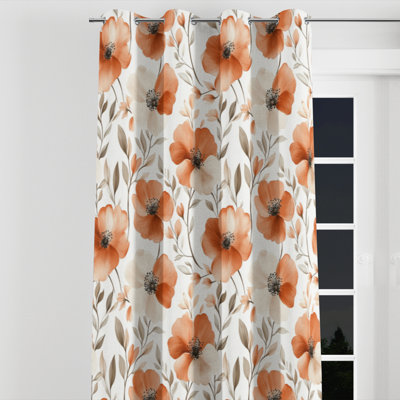 Rideaux Boho pour la chambre à coucher - Rideau à œillets rouge Terra Bloom - 1 panneau