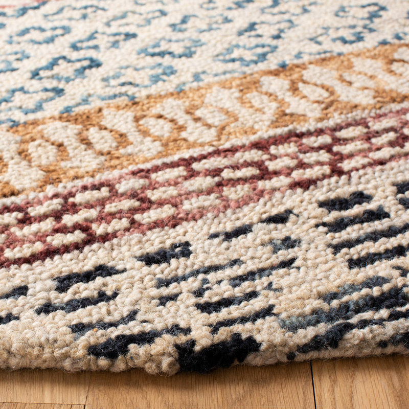 Tapis de style sud-ouest en laine / coton touffeté à la main Capri, Rond 9 pi