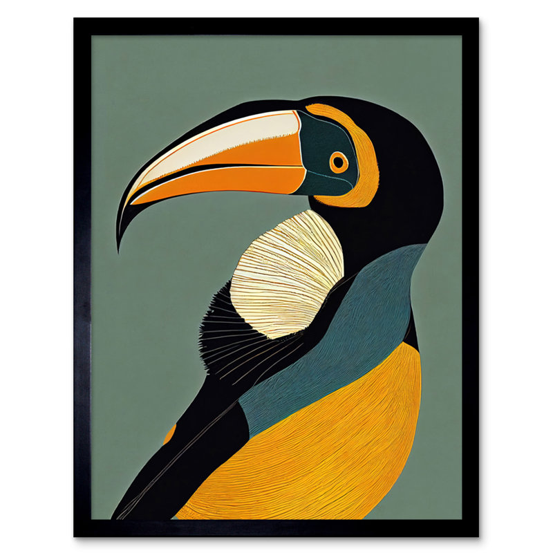 Keel Billed Toucan Bird Portrait - Single Picture Frame Print, 25.9cm H x 20.6cm W x 1.5cm D