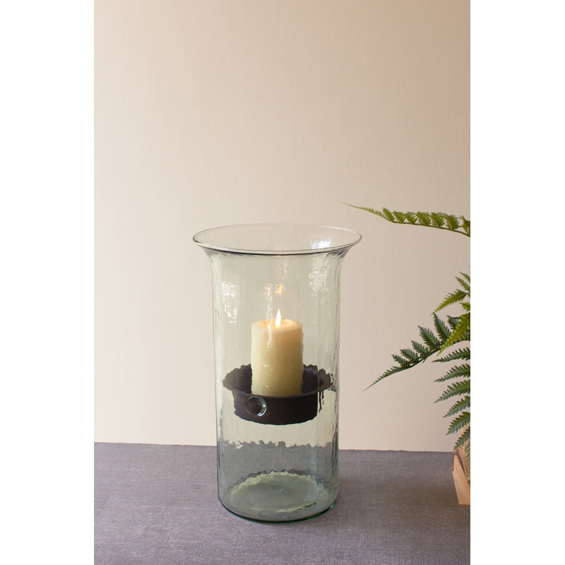  Porte-bougie moyen en verre rustique 15 pi