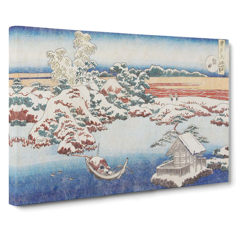 Snow On The Sumida River by Katsushika Hokusai - Wrapped Canvas Painting, 35cm H x 50cm W x 3cm D