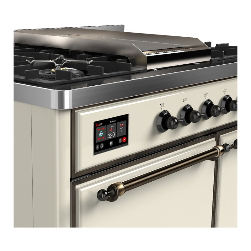 Majestic III Series 40 Inch Dual Fuel Range with 6 Sealed Burners, Griddle, in White (Natural Gas, Copper Trim), Natural Gas