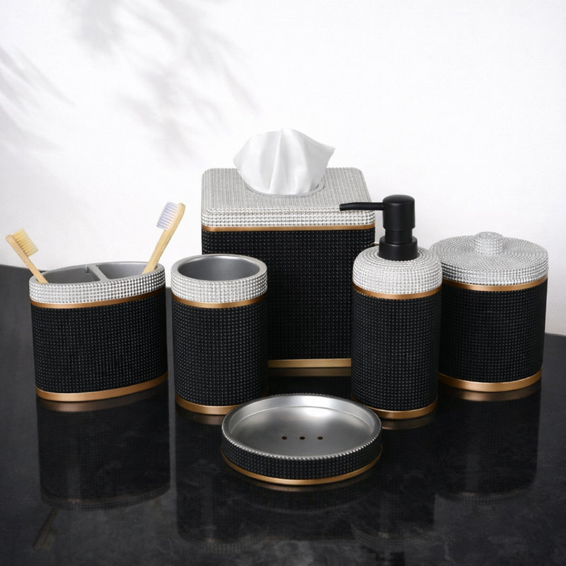 Ensemble d'accessoires de salle de bain de luxe Distributeur de lotion à savon Porte-brosse à dents