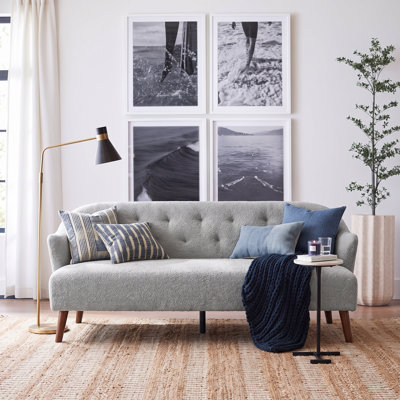 Calloway Tufted Upholstered 3-Seater Sofa with Rubberwood Legs
