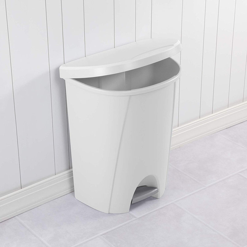 Sterilite 6.6 Gallon/25 Liter Portable Home StepOn Wastebasket, White