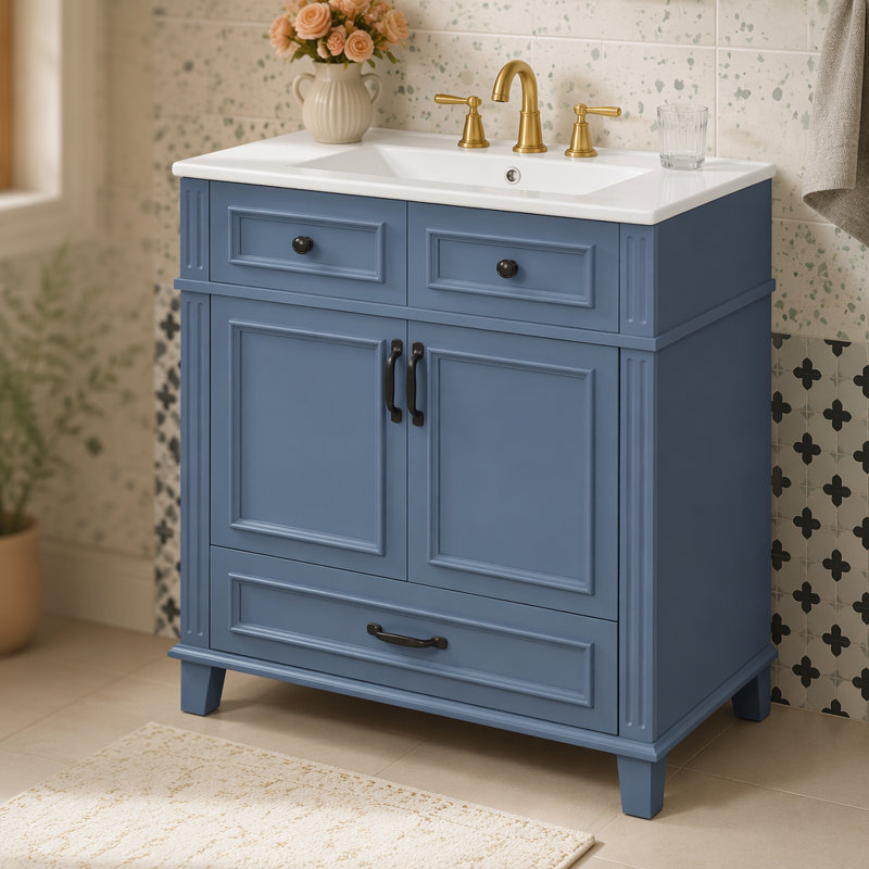 Single Bathroom Vanity with Ceramic Top