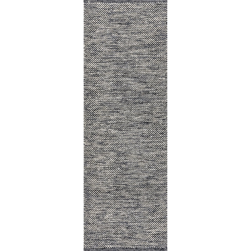 Tapis gris / noir en coton doux touffeté à la main Parnell, Tapis de couloir 2 pi 6 po x 8 pi