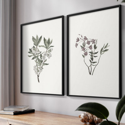 «Vintage Floral XXIV», impression giclée sur cadre - ensemble de 2